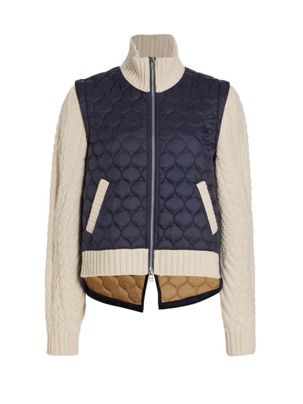 Veronica Beard Patra Mixed Media Sweater Puffer Jacket Large - Picture 2 of 6